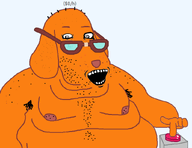 animal approver arm button crazed dog ear fat glasses hand janny nas:janny no_fun_allowed open_mouth orange_skin soyjak stubble subvariant:soyak_(crazed) text variant:soyak // 833x644 // 34.6KB