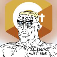 aryan billions_must blue_eyes buff christianity chud closed_mouth ear eyes_like_the_o-o-cean glasses hair holyc soyjak subvariant:perceptive_chud sword templeos text variant:chudjak yellow_hair // 799x799 // 141.4KB