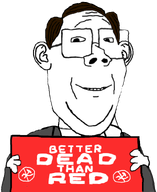 anti_communism anti_communist anti_communist_action better_dead_than_red brown_hair closed_mouth clothes communism glasses hammer_and_sickle holding_sign looking_at_you necktie protestant smile suit suit_and_tie variant:protestantjak // 666x816 // 154.9KB