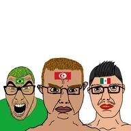 brazil chud front_facing looking_at_you mexico multiple_soyjaks soyjak subvariant:chudsoi tunisia variant:chudjak variant:slitherjak // 3464x3464 // 343.2KB