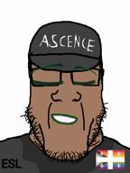 animated ascence_(user) brown_skin cap clothes esl flag:quebec_pride fnf_pedo gacha_life glasses hat meme meta:namefags nose series:esl_pedo_league shitskin stubble subvariant:chudplier sweating text upside_down_(song) variant:markiplier_soyjak video white_background // 1080x1440, 25.4s // 15.2MB