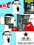 angry black chip comic glasses hair hand npc open_mouth republican soyjak stove text variant:chudjak // 791x1035 // 453.3KB