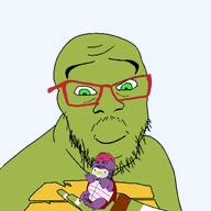 alien babyjak bandage beard green_skin hand looking_down looking_up pacifier raphael_(tmnt_2012) scales smile tail teenage_mutant_ninja_turtles tmnt_2012 turtle variant:feraljak variant:gapejak // 1600x1600 // 683.0KB