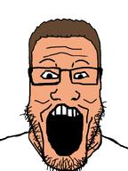 fox glasses hank_hill king_of_the_hill open_mouth teeth variant:markiplier_soyjak white_shirt wrinkles // 600x800 // 12.0KB