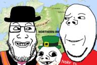 3soyjaks are_you_soying_what_im_soying baby bowler bowler_hat deformed glasses ireland leprechaun looking_at_each_other norf_fc northern_ireland orange_order orange_stubble orangeman soyjak subvariant:nathaniel subvariant:wholesome_soyjak variant:gapejak variant:markiplier_soyjak // 1182x796 // 683.5KB