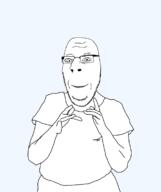 arm assburgers autism blank body clothes fingers glasses hair hand playing smile soyjak stimming stubble subvariant:nucob template transparent_background tshirt variant:cobson // 641x766 // 46.1KB