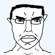 1boy chud chudjack front_facing glasses monochrome template transparent transparent_background variant:chudjak // 300x300 // 29.6KB