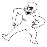 animated arm bloodshot_eyes crying dance full_body hand leg nipple open_mouth soyjak stubble variant:soyak // 500x427 // 28.8KB