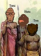 bald bantu black_skin brown_skin glasses holding_object hutu nigger pygmy spear stubble subvariant:euromutt text tutsi twa variant:impish_soyak_ears variant:markiplier_soyjak variant:meximutt // 803x1093 // 807.7KB