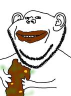 arm coprophagia ear eating hand holding_object holding_poop poop smile soyjak stubble variant:impish_soyak_ears // 602x812 // 202.8KB