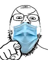 angry front_facing frown glasses hand mask nails pointing pointing_at_viewer soyjak stubble subvariant:gapejak_front template variant:gapejak white_background // 500x622 // 83.0KB