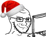 christmas clothes computer glasses hat santa santa_hat screen smile smug soyjak stubble variant:soyak // 902x717 // 148.9KB
