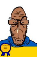 award booger brown_skin crying european flag flag:ukraine get glasses hair mucus mutt pig racemixing red_eyes soyjak stubble subvariant:euromutt sweater tripes ukraine unbothered variant:markiplier_soyjak // 591x900 // 24.8KB