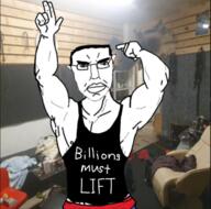 arm billions_must buff chud closed_mouth glasses gym gymcel hair irl_background muscles soyjak subvariant:pol_face variant:chudjak zyzz // 596x589 // 472.5KB