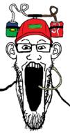 cap clothes coke drinking drinking_helmet drinking_straw ear glasses hat open_mouth soyjak sproke stubble variant:markiplier_soyjak // 549x1039 // 29.9KB