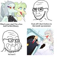 anonymous calarts clothes fang_(snoot_game) furry glasses non_binary scalie smile snoot_game so_true soyjak stella_(snoot_game) stubble subvariant:soyak_(irritated) suit text variant:soyak wedding white_skin zodiac // 717x717 // 355.4KB