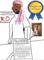 arab arm beard colonialism hand holding_object incel islam israel keffiyeh long_nose palestine paper rapist shitskin smug text variant:bartender zog // 1080x1474 // 152.2KB