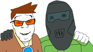 2soyjaks barneyfag brown_hair doom doom_(game) doom_guy doomguy friendship lee_goldson overwatch tracer variant:cobson variant:feraljak // 1920x1080 // 47.6KB