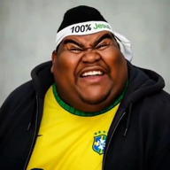 black_skin brazil brazil_national_football_team brown_skin closed_mouth double_chin ear eyebrows fat grey_background hair jacket japan jesus lips meta:ai_generated nose obese open_mouth portuguese teeth variant:meximutt // 544x544, 8.1s // 521.5KB