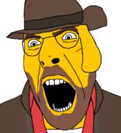 angry beard clothes dog glasses hat janny open_mouth scar sniper_(tf2) soyjak team_fortress_2 valve variant:cobson video_game // 721x789 // 39.5KB