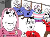 arm badge bloodshot_eyes crying crystal_cafe daddy's_girl ear femjak full_body glasses hair hand hanging horoscope i_hate i_love makeup mascara merge multiple_soyjaks nazism oldfag open_mouth pink_hair pointing purple_hair rope soyjak stubble subvariant:gapejak_female suicide swastika text tongue tranny variant:bernd variant:chudjak variant:gapejak variant:two_pointing_soyjaks // 1600x1196 // 431.4KB