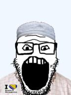 bosnia clothes flag glasses hat i_love no_eyebrows no_nose open_mouth soyjak stretched_mouth stubble variant:markiplier_soyjak // 598x800 // 236.1KB