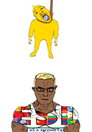 black_skin blond brown_skin closed_mouth clothes cumstard custard_(user) english_text esl glasses meta:namefags mustard mustard_(user) open_mouth stubble subvariant:muscular_chud variant:bernd variant:chudjak yellow_hair // 1400x2000 // 262.8KB