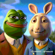 amphibian animated buster_baxter buttoned_shirt frog laughing meta:not_oc nas:buster_baxter nas:pepe pepe_the_frog pepelaugh rabbit rabbit_ear sweater // 255x255 // 2.4MB
