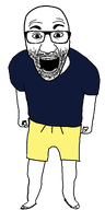 arm bald blue_shirt eyebrows foot forehead_lines full_body glasses hand leg nose open_mouth scream shitty slippers stubble teeth transparent_background variant:el_perro_rabioso yellow_shorts // 900x1800 // 48.9KB