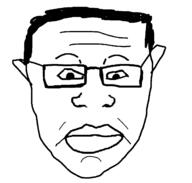 closed_mouth ear glasses hair merge neutral soyjak subvariant:neutralplier variant:chudjak variant:markiplier_soyjak // 1390x1328 // 37.7KB