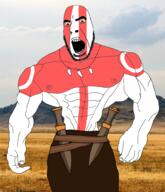 belt brown_eyes buff field indo_european irl_background knife necklace nipple open_mouth sky soyjak stubble variant:cobson warrior yamnaya // 859x1000 // 880.4KB