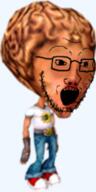 big_brain clothes full_body glasses open_mouth serious_sam soyjak stubble variant:soyak video_game // 201x400 // 102.5KB
