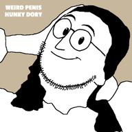 album_cover artist:supadrayk david_bowie glasses hair hunky_dory music smile stubble variant:weirdpenis // 553x552 // 97.4KB