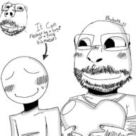 THIS_IS_SATIRE_NIGGER_SATIRE artist:Rhubarb_15 beard blush glasses heart no_gender satire shading smile subvariant:scholar tranny_artstyle // 1280x1280 // 275.6KB