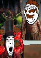augustus_gloop brown_hair brown_skin charlie_and_the_chocolate_factory chocolate clothes ear fat full_body glasses irl johnny_depp movie multiple_soyjaks nikocado_avocado oompa_loompa open_mouth smile soyjak stubble subvariant:wholesome_soyjak top_hat tube variant:cobson variant:gapejak variant:impish_soyak_ears willy_wonka // 1264x1765 // 2.0MB