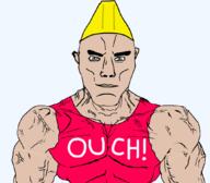 blond blue_eyes buff chad clothes muscular_male red_shirt subvariant:muscular_chud trend:aryan triangle variant:chudjak virgin_vs_chad yellow_hair // 1059x929 // 227.8KB