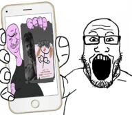 arm clothes gigachad glasses hand holding_object holding_phone iphone lust_provoking_image open_mouth phone porn soyjak stubble subvariant:phoneplier subvariant:phoneplier_vertical tshirt variant:markiplier_soyjak // 2160x1884 // 1.7MB