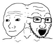 closed_mouth glasses neutral open_mouth soyjak stubble variant:soyak variant:wojak wojak // 1017x822 // 56.1KB