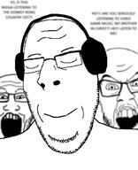 3soyjaks closed_eyes headphones smile soyjak stubble subvariant:nucob variant:cobson variant:feraljak variant:markiplier_soyjak // 541x667 // 81.7KB