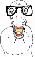 bald eyes glasses horror horse ias looking_at_you open_mouth smile stubble teeth teeth_showing variant:horseniggerson white_background yellow_teeth // 715x1167 // 254.2KB