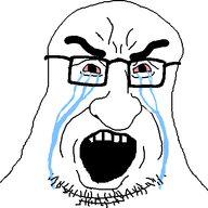 angry bloodshot_eyes crying glasses open_mouth soyjak stubble variant:pissluffare // 620x519 // 11.8KB