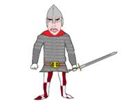 arm armor artist:sectionalism belt belt_buckle chain_mail closed_mouth clothes glasses hand helmet holding_object holding_sword knight leg metal nasal_helmet poulaine soyjak subvariant:chudjak_front sword variant:chudjak weapon white_skin // 1247x949 // 42.6KB