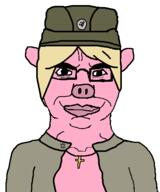 animal arm christianity clothes cross ear glasses hair hat marichka nazism necklace pig pink_skin russo_ukrainian_war smile smug snout soyjak subvariant:chudjak_front swastika ukraine variant:chudjak yellow_hair // 411x493 // 9.4KB