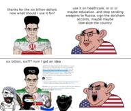 amerimutt arab aryan beard bloodshot_eyes blue_eyes brown_skin clothes crying flag flag:iran flag:isis flag:israel flag:palestine flag:united_states glasses hamas hand hanging hat iran isis israel judaism kippah multiple_soyjaks muscles open_mouth palestine rocket_launcher rope soyjak subvariant:chudjak_front subvariant:muscular_chud suicide terrorist text tongue total_kike_destruction united_states variant:bernd variant:chudjak variant:impish_soyak_ears war wojak yellow_hair // 1924x1635 // 968.8KB
