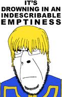 anime closed_eyes closed_mouth clothes frown glasses hair hunter_x_hunter its_over kurapika sad smile soyjak stubble text variant:cobson yellow_hair // 830x1300 // 67.8KB