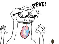 2soyjaks arm brown_skin deformed drool eyes_popping glasses gore hand hands_up horror no_jaw pfbt smile soyjak stubble subvariant:waow subvariant:wholesome_soyjak text tongue variant:gapejak variant:soyak waow yellow_teeth // 815x609 // 45.3KB