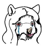bloodshot_eyes distorted furry glasses glegle lgbt_(4chan) slopjak soyjak tongue tranny tranny_meme variant:unknown // 312x293 // 36.9KB
