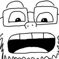 calarts close_up_view glasses open_mouth soyjak stubble tongue variant:unknown // 400x400 // 6.9KB