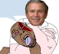 Warrior-Z(user) ack choke_hold crying george_w_bush iraq islam mudslime muslims shitskin speech_bubble the_weak_should_fear_the_strong variant:bernd // 1996x1844 // 681.3KB