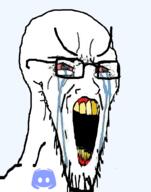bloodshot_eyes crying discord glasses logo open_mouth soyjak stubble variant:soyak yellow_teeth // 785x1000 // 325.2KB